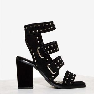 NWT Sol Sana Black Suede Silver Studded Lixer Heel in Size 40 from Free People